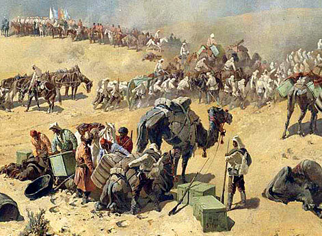 Хивинский поход 1873 года. Переход Туркестанского отряда через мёртвые пески к колодцам Адам-Крылган
