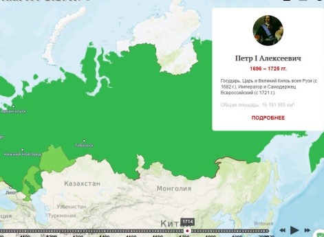 Фрагмент интерактивной карты границ России 850 - 2020