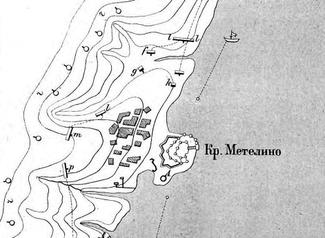 Карта: Действия русского флота против крепости Метелино в ноябре 1771 года