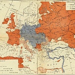 Подготовка к мировой войне 1914-1918 годов. Карта военно-политической группировки держав Европы к началу мировой войны 1914-1918 годов